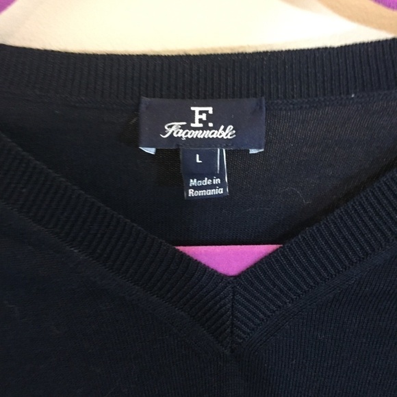 Facconable Sweater Sz L Black 100% Wool - Picture 6 of 7